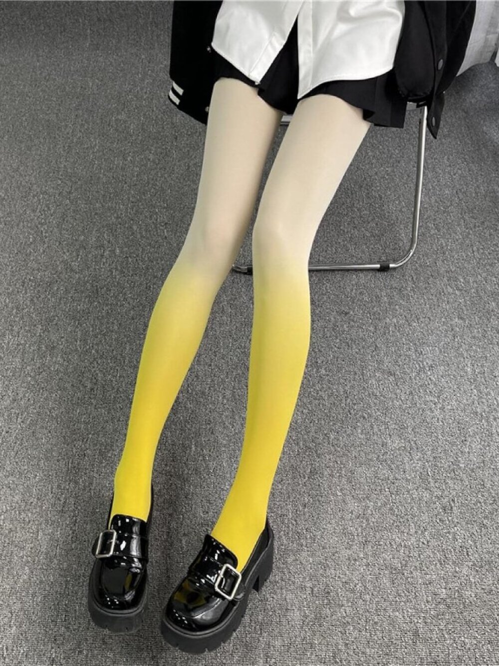 Women's Ombre Gradient Yellow Opaque Tights Pantyhose Stockings Lolita Cosplay